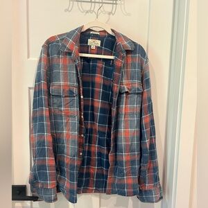 Lucky Brand Casual Blue and Red Plaid Shirt